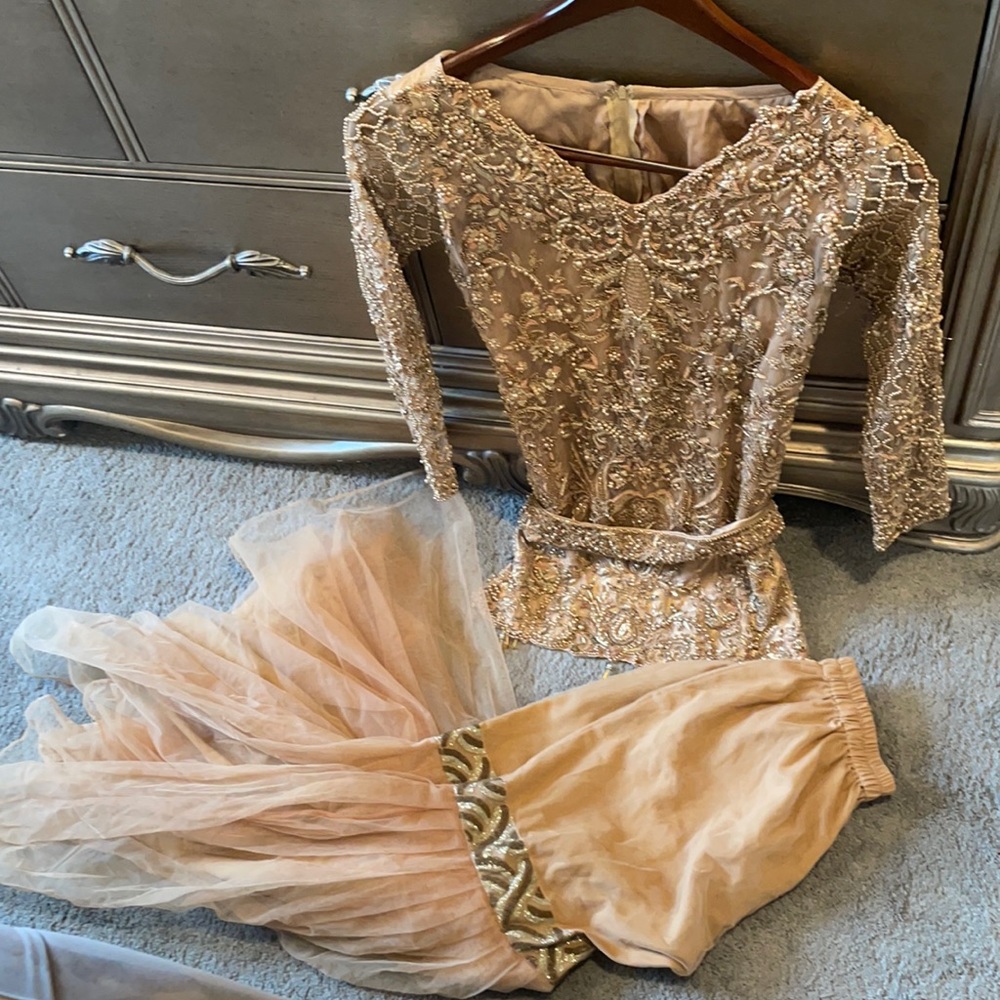 Pakistani/Indian Gold Beaded Gharara